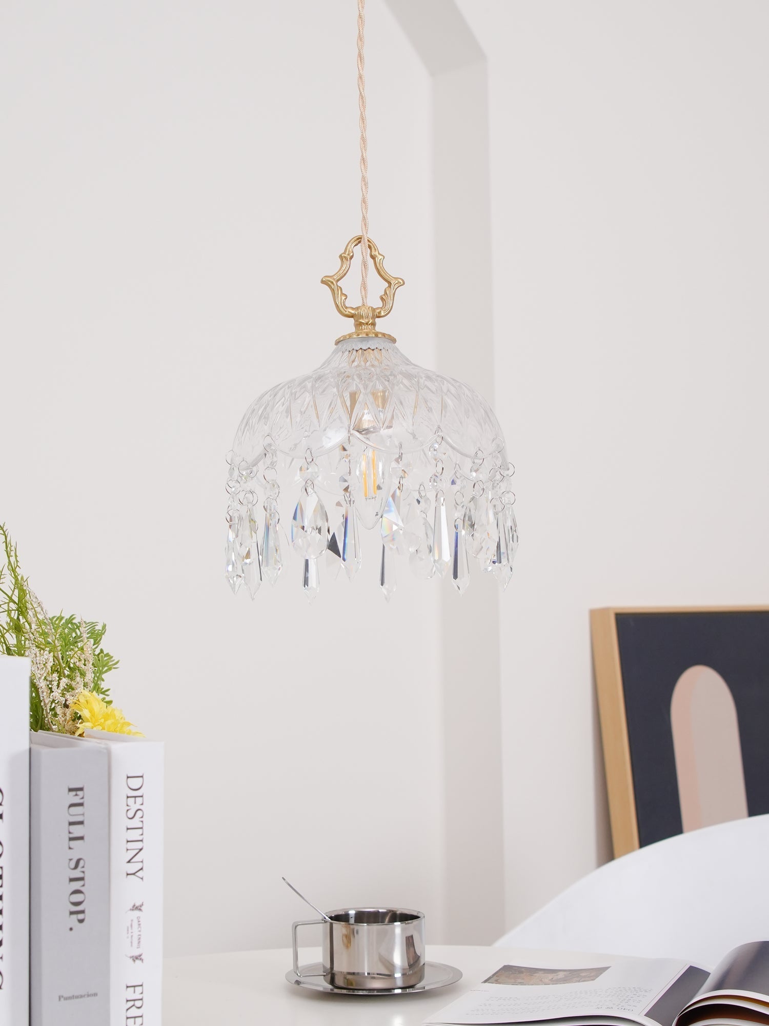 Vintage Brass and Clear Glass Bowl Pendant Light Elegant Ceiling Fixture for Dining Room