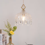 Vintage Brass and Clear Glass Bowl Pendant Light Elegant Ceiling Fixture for Dining Room