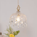 Vintage Brass and Clear Glass Bowl Pendant Light Elegant Ceiling Fixture for Dining Room