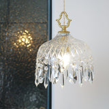 Vintage Brass and Clear Glass Bowl Pendant Light Elegant Ceiling Fixture for Dining Room