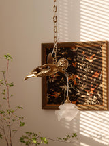 Vintage Brass Angel Figurine Pendant Light with Opaque Glass Shade