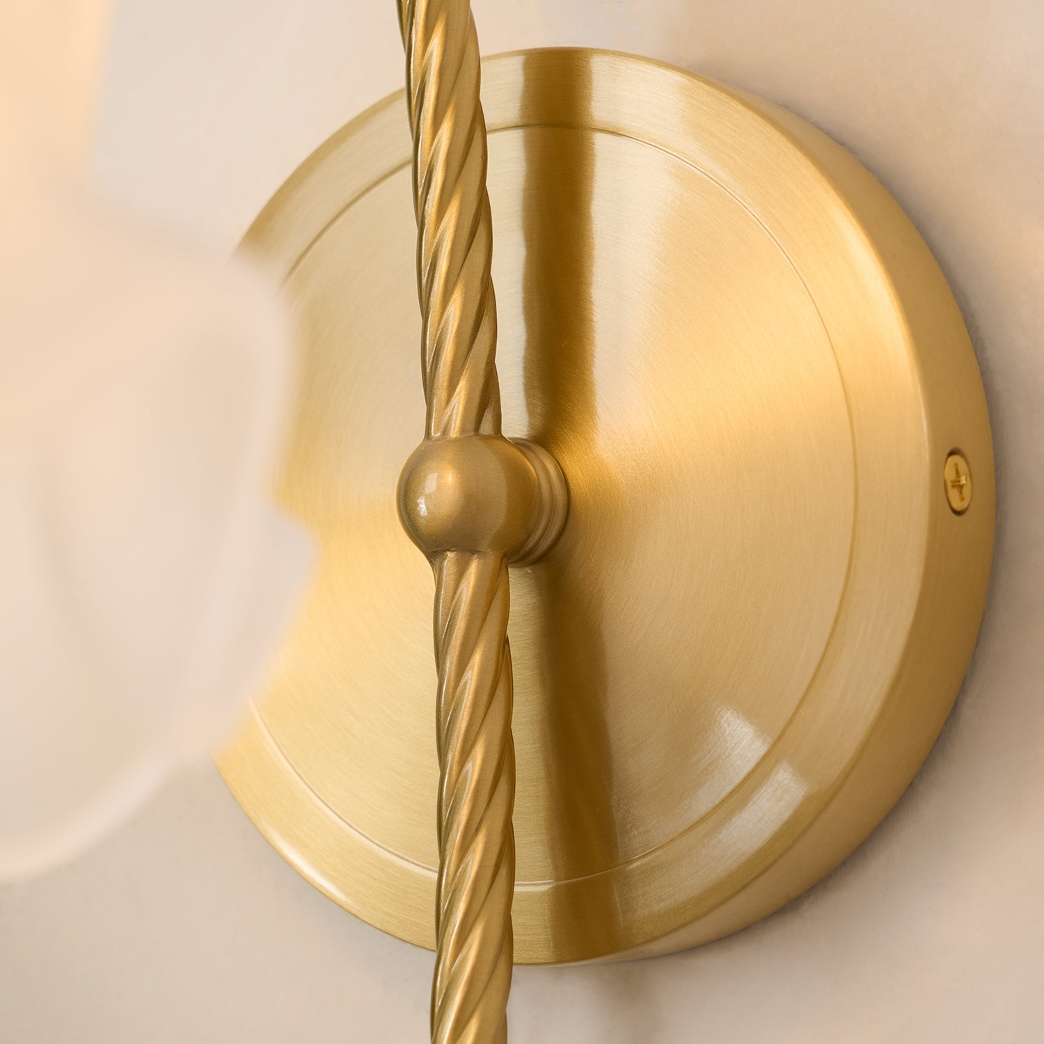 Vintage Brass Floral Glass Wall Sconce Set with Curved Gooseneck for Bedroom