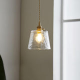Vintage Brass Glass Cup Pendant Light with Amber Green and Clear Shades