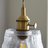Vintage Brass Glass Cup Pendant Light with Amber Green and Clear Shades