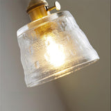 Vintage Brass Glass Cup Pendant Light with Amber Green and Clear Shades