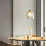 Vintage Brass Glass Cup Pendant Light with Amber Green and Clear Shades