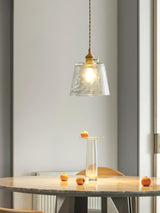 Vintage Brass Glass Cup Pendant Light with Amber Green and Clear Shades