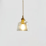 Vintage Brass Glass Cup Pendant Light with Amber Green and Clear Shades