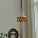 Vintage Brass Hammered Glass Bowl Tassel Pendant Light Elegant Ceiling Hanging Fixture