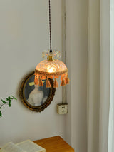 Vintage Brass Hammered Glass Bowl Tassel Pendant Light Elegant Ceiling Hanging Fixture