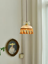Vintage Brass Hammered Glass Bowl Tassel Pendant Light Elegant Ceiling Hanging Fixture