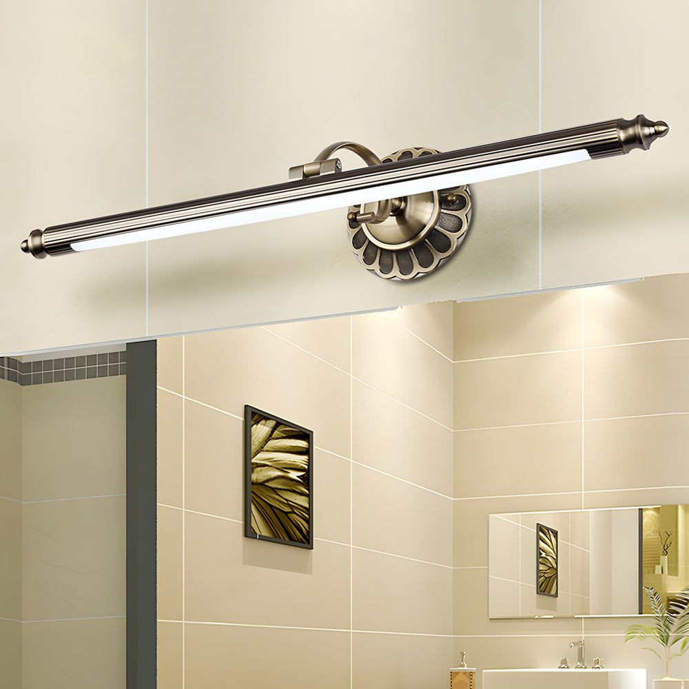 Vintage Bronze LED Bathroom Vanity Light Adjustable Cylinder Wall Sconce for Powder Room