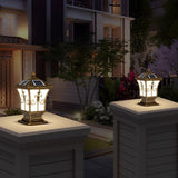 Vintage Bronze Solar Powered Fence Post Lights Outdoor Waterproof LED Pillar Cap Garden Lantern