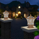 Vintage Bronze Solar Powered Fence Post Lights Outdoor Waterproof LED Pillar Cap Garden Lantern