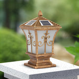 Vintage Bronze Solar Powered Fence Post Lights Outdoor Waterproof LED Pillar Cap Garden Lantern
