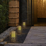 Vintage Brown Floral Hollow Pattern Outdoor Pathway Light Waterproof Garden Landscape Lamp
