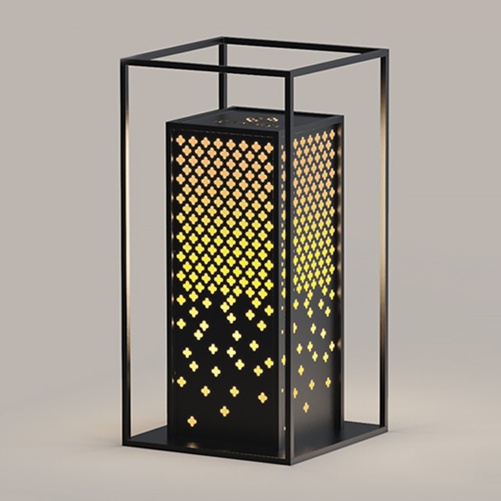 Vintage Brown Floral Hollow Pattern Outdoor Pathway Light Waterproof Garden Landscape Lamp