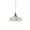 Vintage Ceramic Pleated Floral Pendant Light French Style Brass Hanging Ceiling Lamp