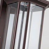 Vintage Coffee Aluminum Solar Wall Sconce with Ribbed Glass Shade for Outdoor Patio