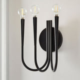 Vintage Curved Swoop Arm Wall Sconce with Clear Glass Globe Shade and Metal Finish