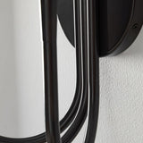 Vintage Curved Swoop Arm Wall Sconce with Clear Glass Globe Shade and Metal Finish