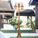 Vintage Double Head Outdoor Street Lamp Post Waterproof European Garden Light in Aluminum
