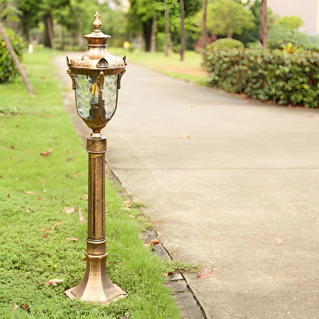 Vintage European Outdoor Garden Pathway Light Waterproof Die Cast Aluminum Lawn Lamp 33 Inch