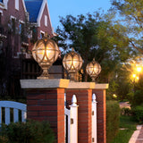 Vintage European Style Waterproof Outdoor Fence Post Cap Light with Round Glass Globe E27