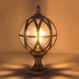 Vintage European Style Waterproof Outdoor Fence Post Cap Light with Round Glass Globe E27
