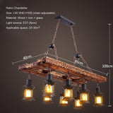 Vintage Farmhouse 8 Light Wood Lantern Chandelier with Glass Shades for Dining Room