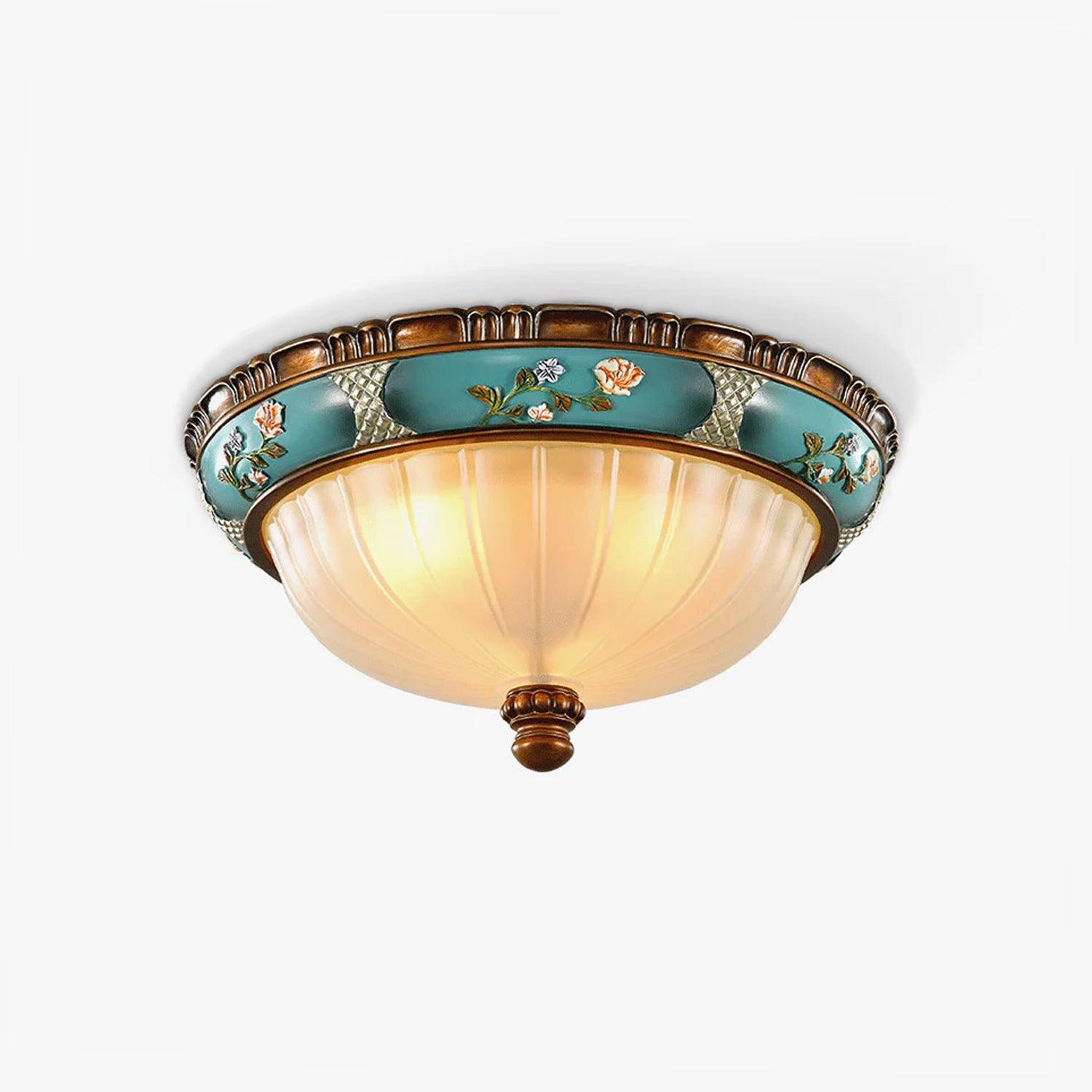 vintage-floral-blue-resin-recessed-ceiling-fixture-with-white-glass-globe-shade