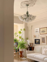 Vintage Floral Lily of the Valley Chandelier Green Metal Petal Pendant Lamp