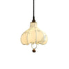 Vintage Floral Pear Shaped Fabric Pendant Light with Walnut Wood Accents