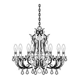 Vintage French Country Crown Chandelier with Crystal Beads and Metal Candle Holders