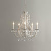 Vintage French Country Crown Chandelier with Crystal Beads and Metal Candle Holders