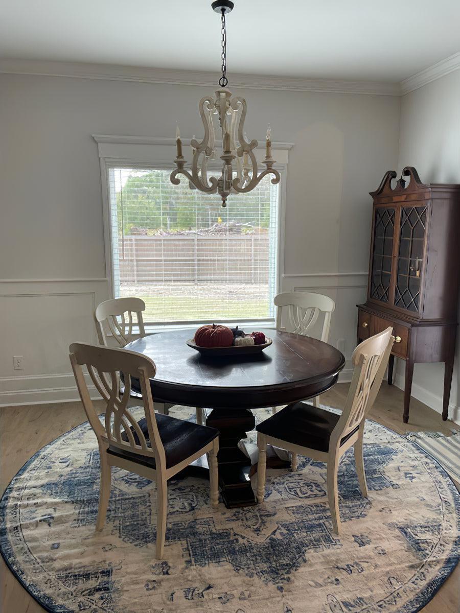 Vintage French Country Distressed Wood Candle Chandelier Antique White Farmhouse Ceiling Light