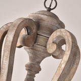 Vintage French Country Distressed Wood Candle Chandelier Antique White Farmhouse Ceiling Light