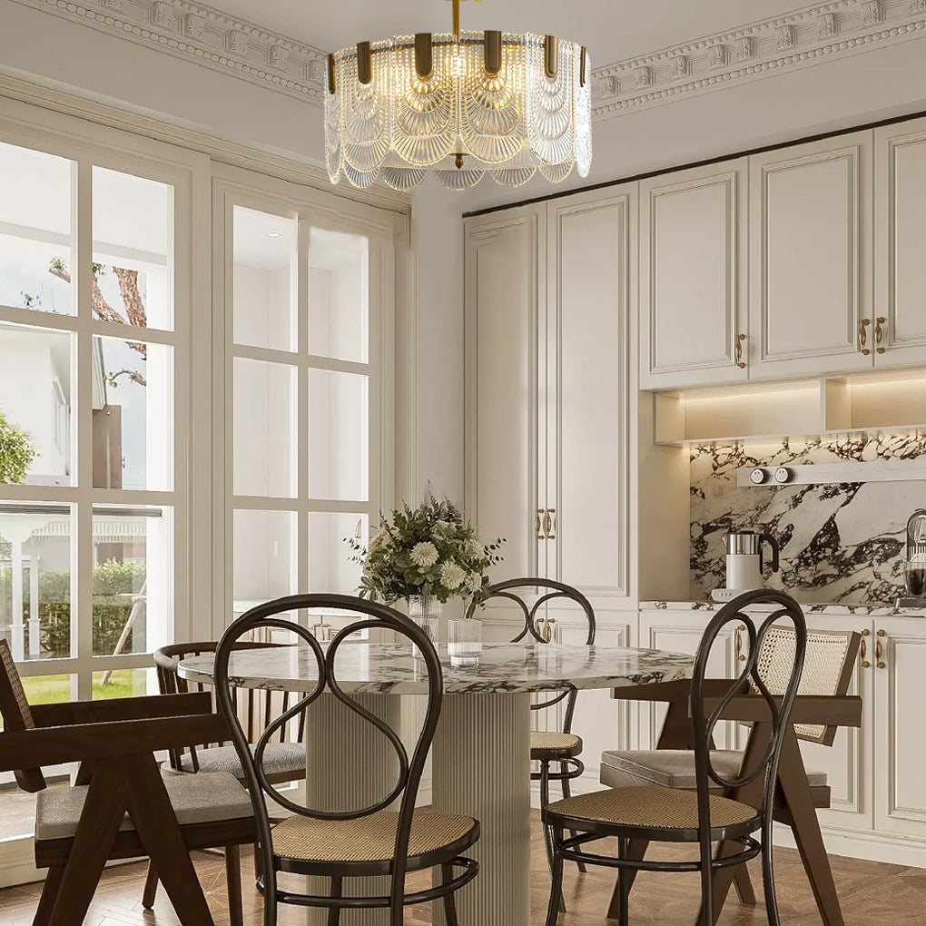 Vintage French Court Style Glass Pendant Light Three Step Dimming Modern Chandelier