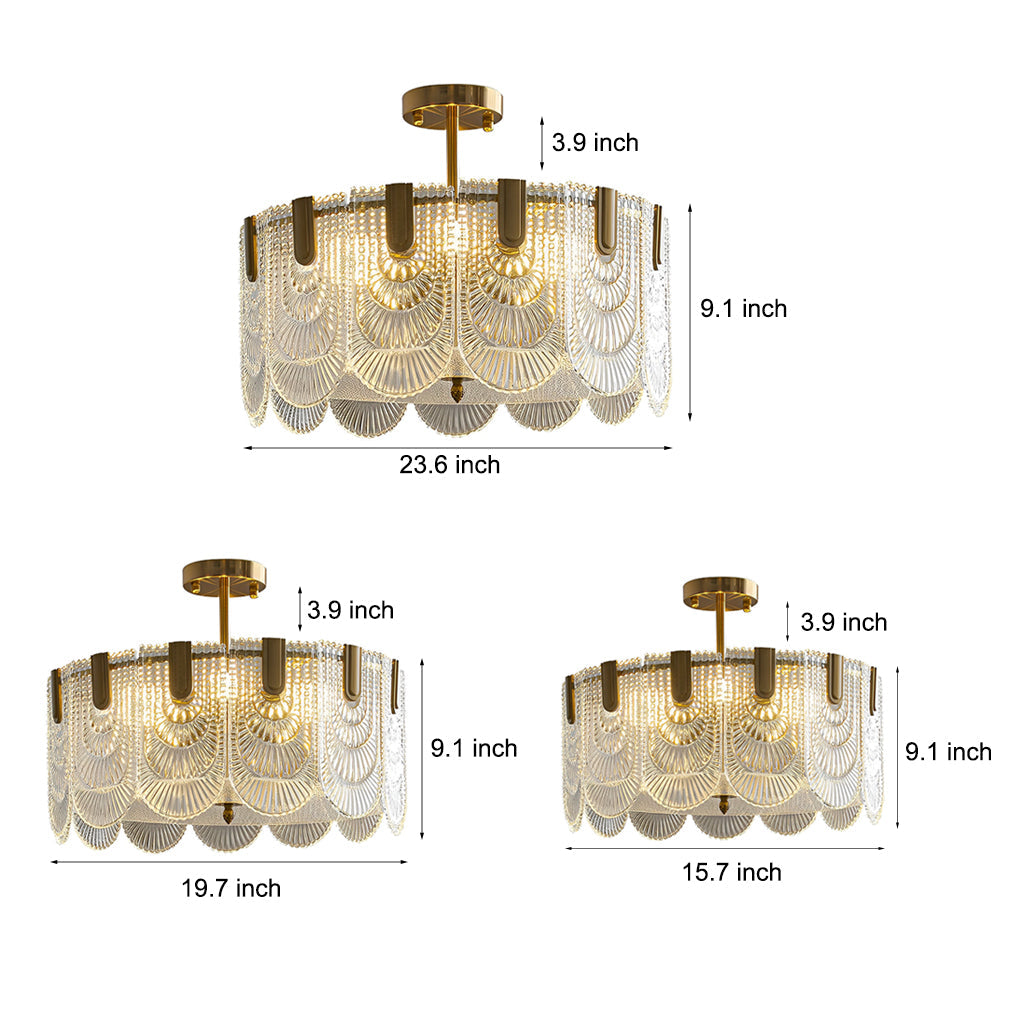 Vintage French Court Style Glass Pendant Light Three Step Dimming Modern Chandelier