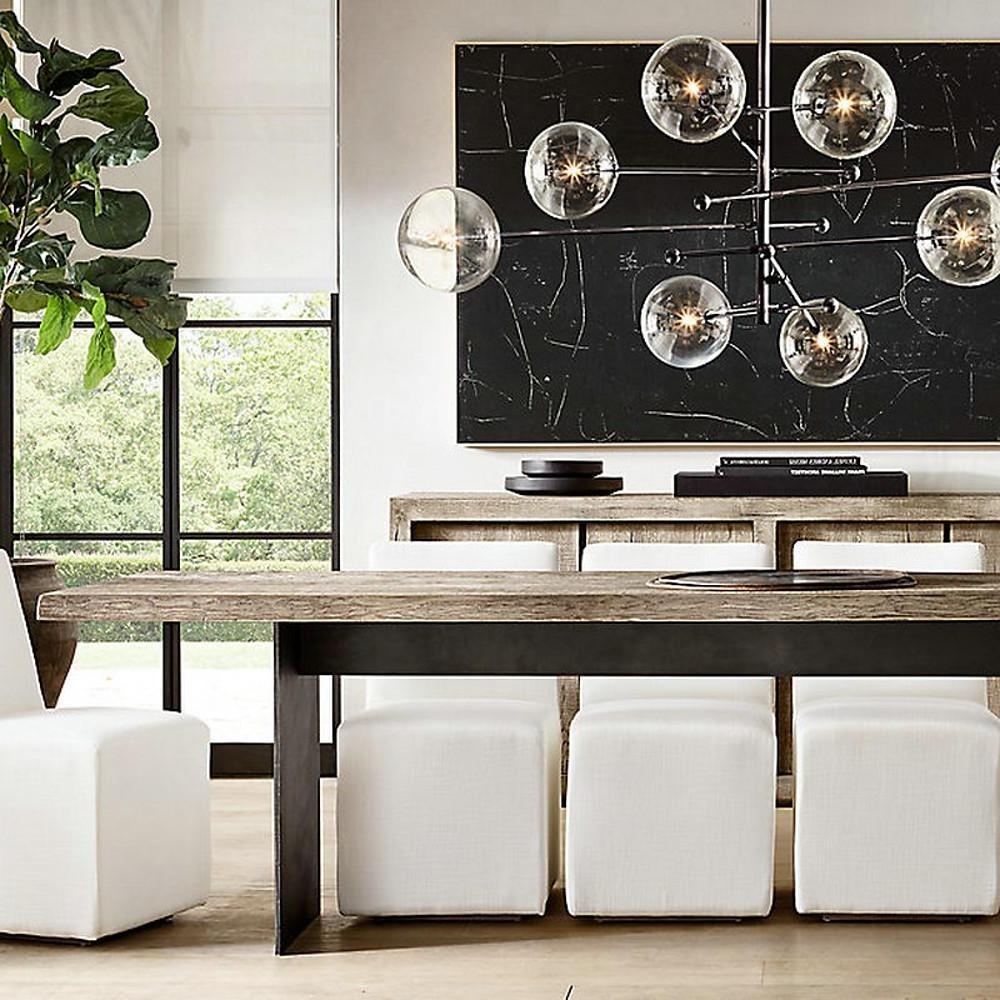 Vintage Geometrical Globe Chandelier Metal and Glass Pendant Light for Modern Kitchen and Dining Areas