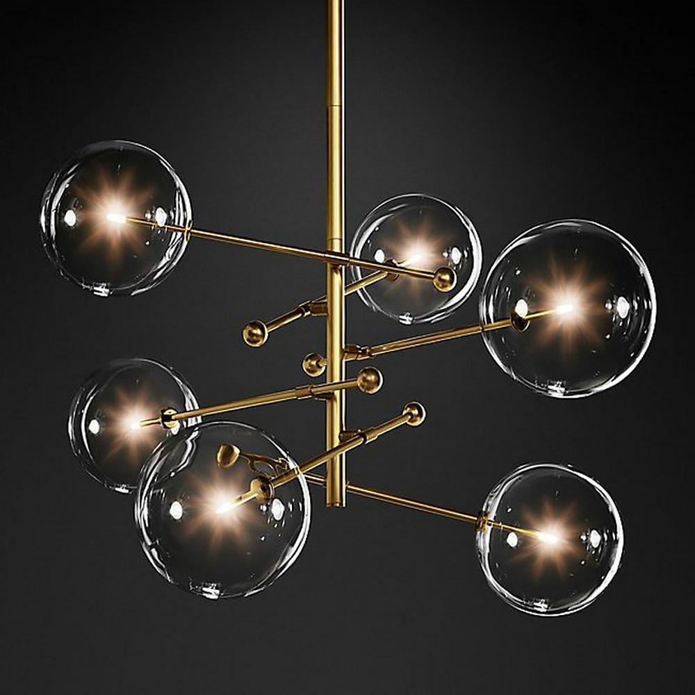 Vintage Geometrical Globe Chandelier Metal and Glass Pendant Light for Modern Kitchen and Dining Areas