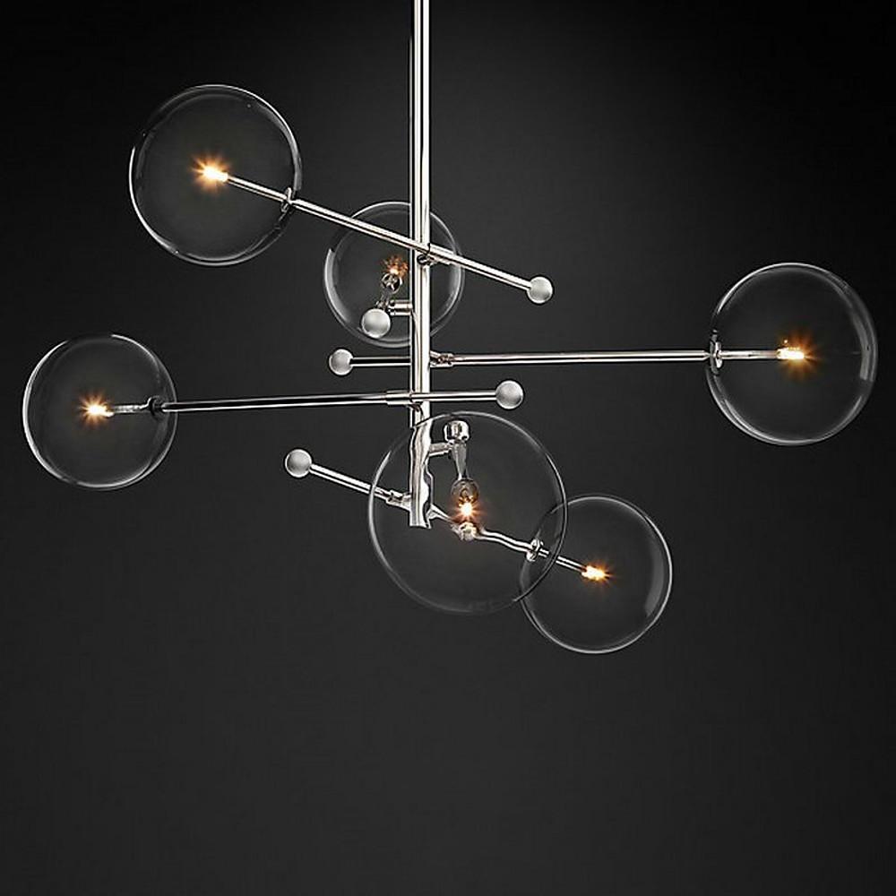 Vintage Geometrical Globe Chandelier Metal and Glass Pendant Light for Modern Kitchen and Dining Areas