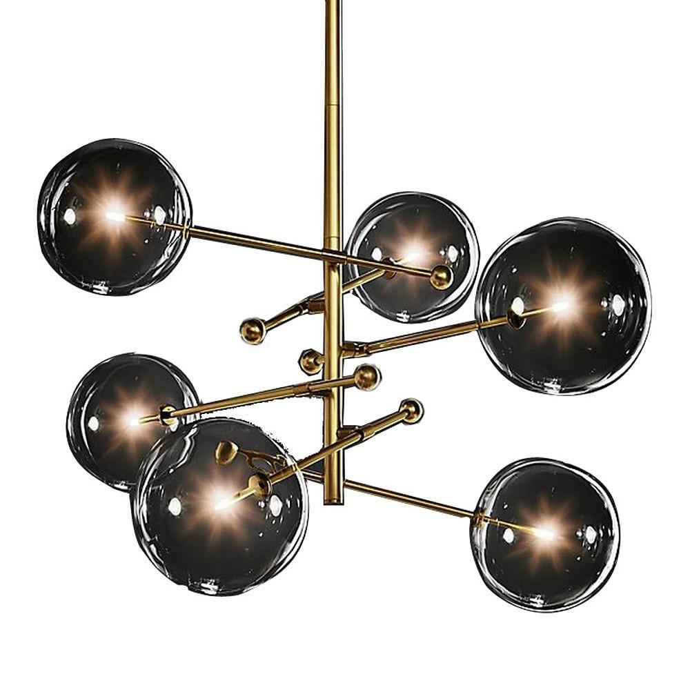 Vintage Geometrical Globe Chandelier Metal and Glass Pendant Light for Modern Kitchen and Dining Areas