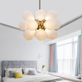 Vintage Glass Globe Cluster Chandelier 18 Light Nature Inspired Ceiling Fixture for Bedroom and Living Room
