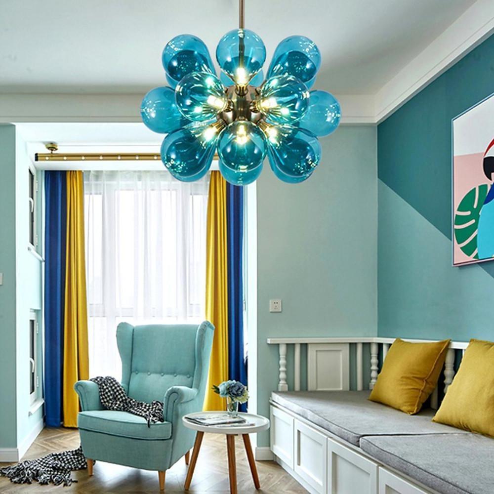 Vintage Glass Globe Cluster Chandelier 18 Light Nature Inspired Ceiling Fixture for Bedroom and Living Room