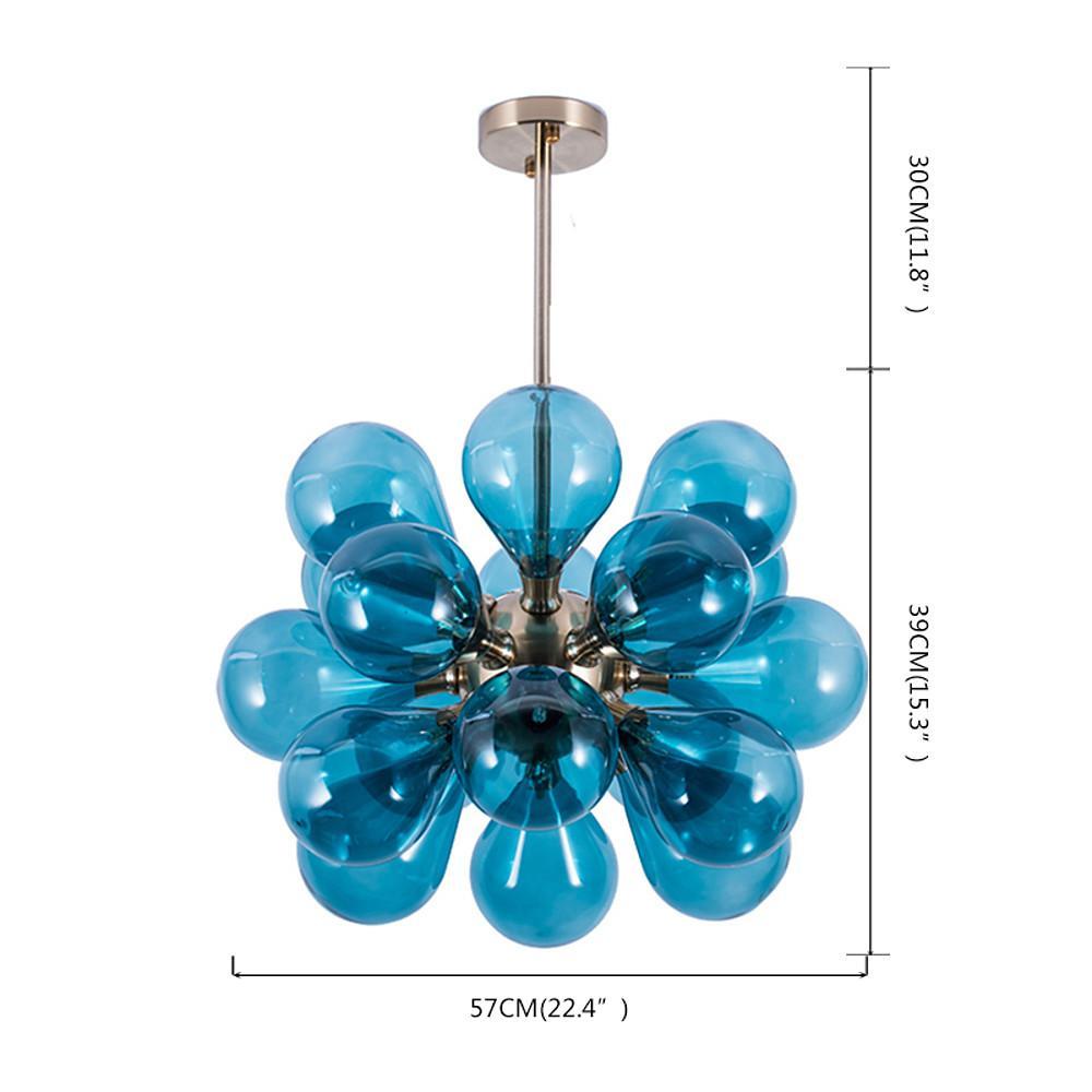 Vintage Glass Globe Cluster Chandelier 18 Light Nature Inspired Ceiling Fixture for Bedroom and Living Room