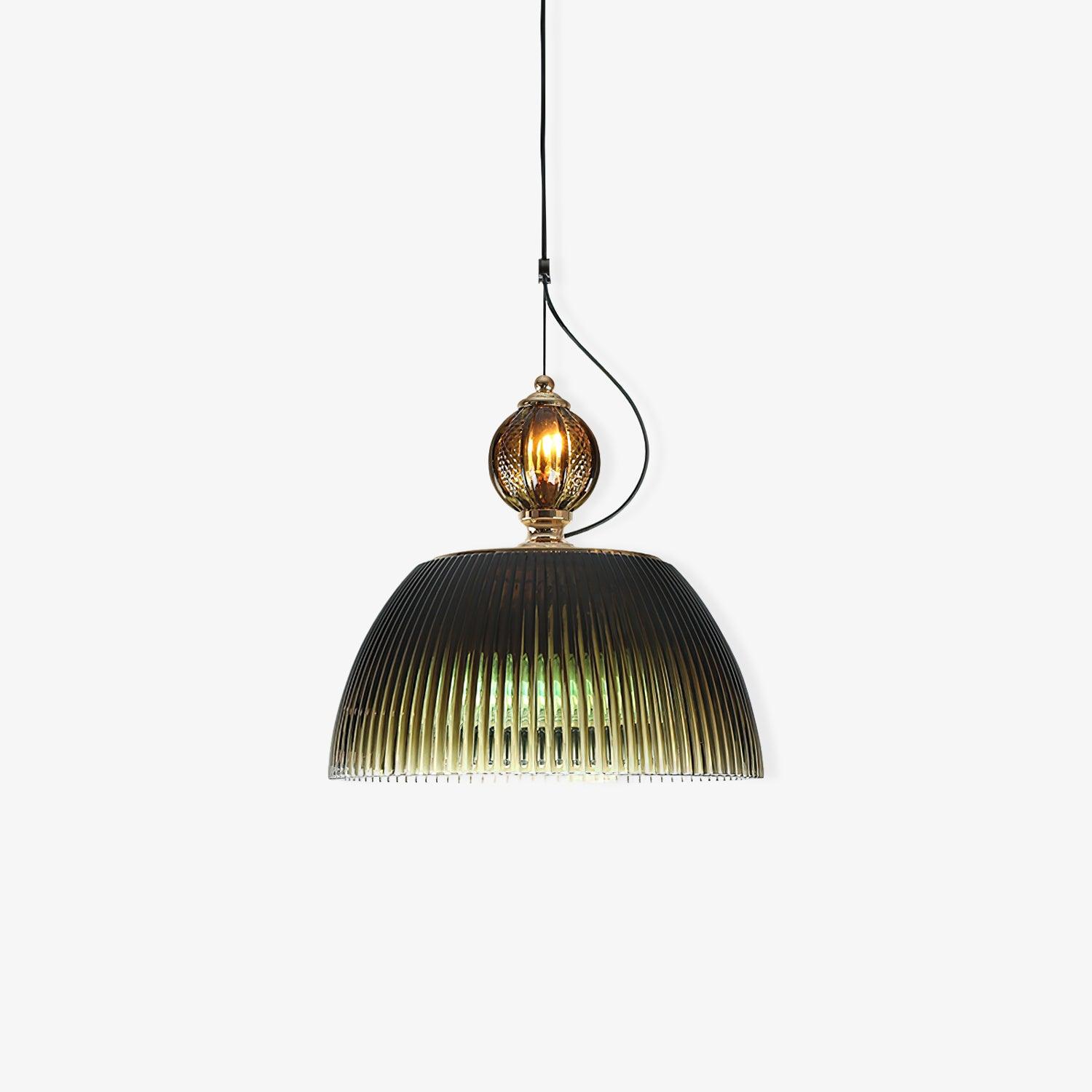 Vintage Green Glass Bowl Pendant Lamp Gradient Hanging Light for Indoor Decor