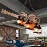 Vintage Guitar Pendant Light Rustic Wood and Glass Ceiling Hanging Lamp
