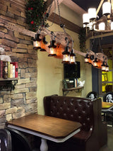 Vintage Guitar Pendant Light Rustic Wood and Glass Ceiling Hanging Lamp