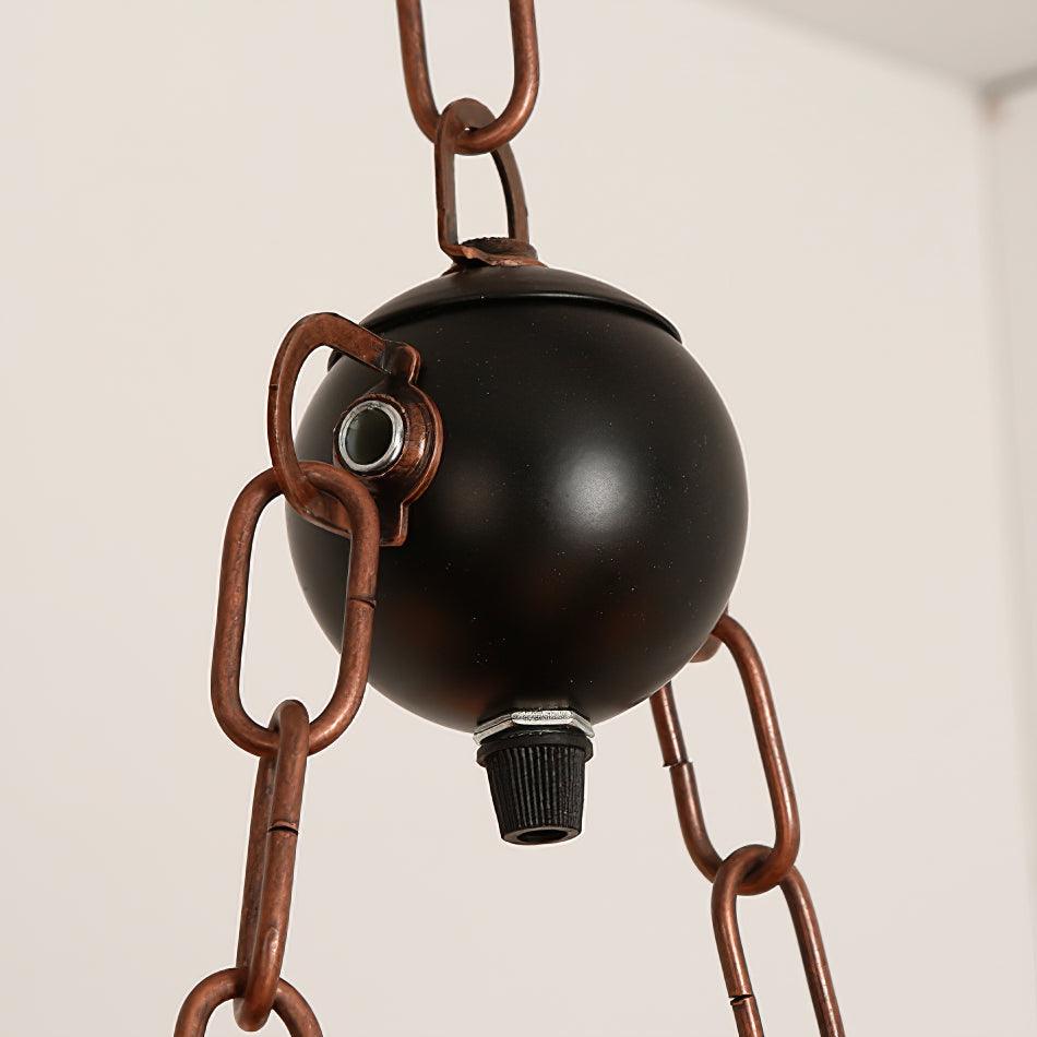 Vintage Guitar Pendant Light Rustic Wood and Glass Ceiling Hanging Lamp
